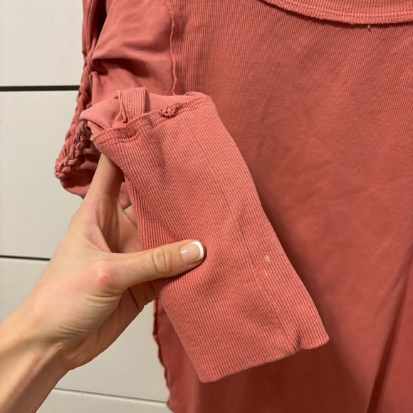 Free People Daisy Chain Cuffed Long Sleeve Top Pink - Picture 6 of 9